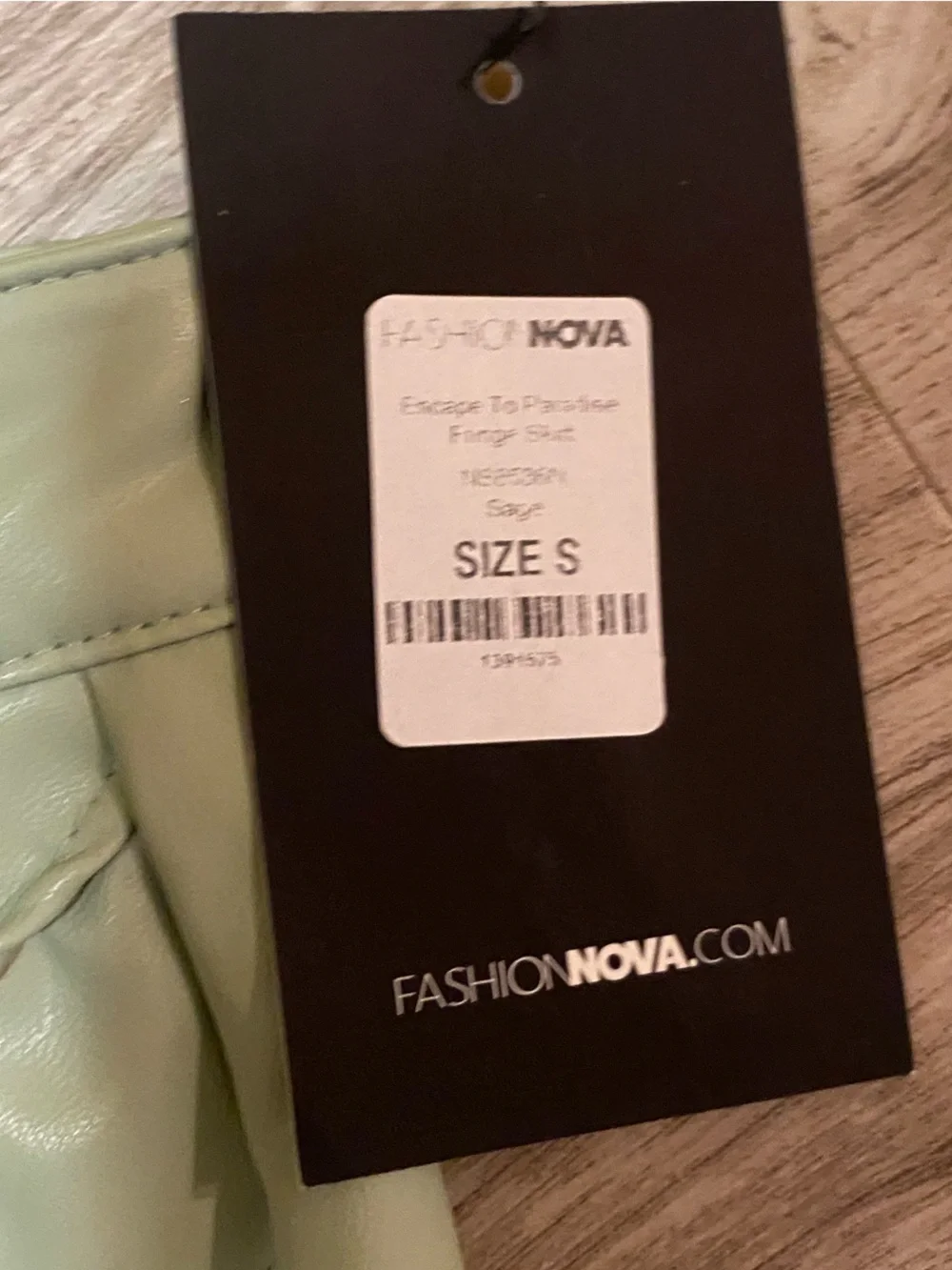Fashion Nova Sage Faux Leather Fringe Two-Piece Set - NWT